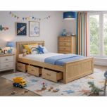 Amani UK Mission Storage Bed in Waxed Pine