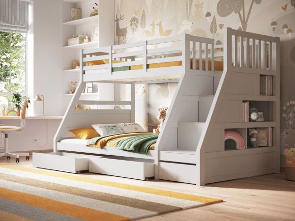 Neutron Triple Bunk Bed in White Children's Bed Shop