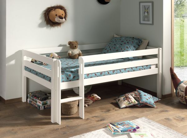 Vipack Pino Low Mid Sleeper Bed in White Free Delivery