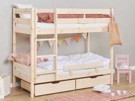 Hoppekids ECO Shorty Bunkbed with Safety Rail & Drawers in Natural Pine