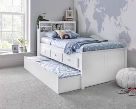 Veera Storage Bed in White With Trundle
