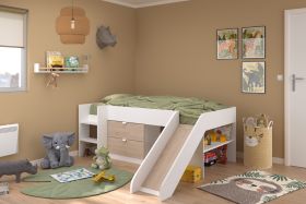 Parisot Tobo Mid Sleeper Cabin Bed with Slide & Drawers