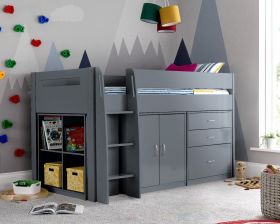Lacy Grey Storage Mid Sleeper Bed  - 3ft Single