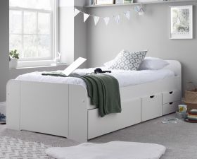 Trend White Wooden 4 Drawer Storage Bed - 3ft Single