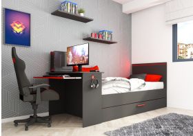Trasman B-ZONE Gaming Storage Bed with Desk & Trundle