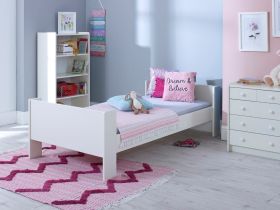 Steens For Kids Single Bed in Solid Plain White with Superior Mattress