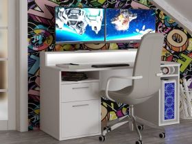 Morpheus White Gaming Desk with LED Lights