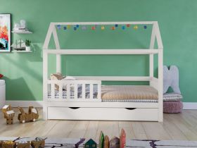 Noomi Alisa House Bed in White - Optional Storage Drawer