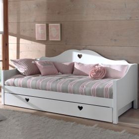 Vipack Amori Kids White Day Bed with Underbed Trundle