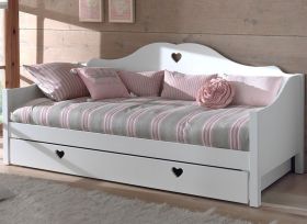 Vipack Amori Kids White Day Bed with Underbed Trundle
