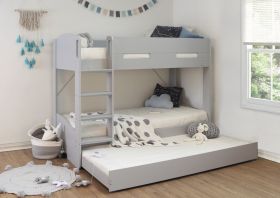 Billie Bunk Bed in Light Grey with Underbed Trundle