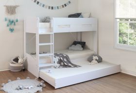 Billie Bunk Bed in White with Underbed Trundle