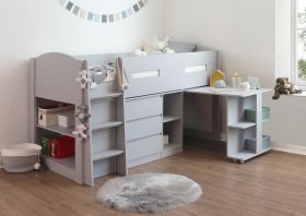 Billie Mid Sleeper Cabin Bed in Light Grey