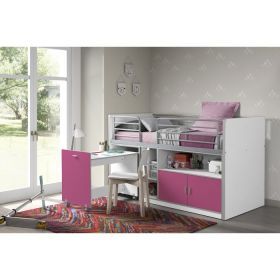 Vipack Bonny Mid Sleeper Cabin Bed in Fuchsia