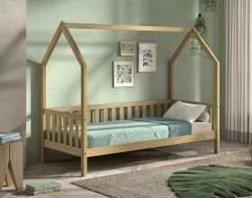 Vipack Hut Cabin Bed in Solid Oak