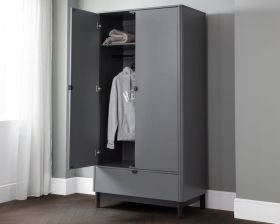 Julian Bowen Chloe 2 Door Wardrobe with 1 Drawer In Storm Grey