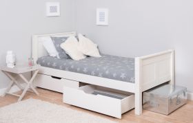 Stompa Classic Single Bed With Drawers in White