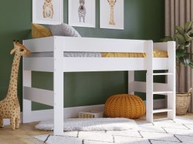Kidsaw Coast Wooden 3ft Mid Sleeper Bed in White - UK Size