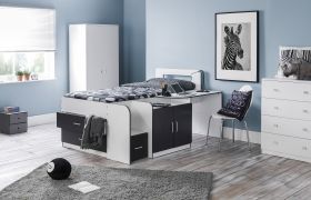 Julian Bowen Cookie Cabin Bed in White/ Charcoal