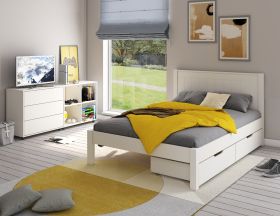Stompa Classic Low End Double Bed in White with Drawers