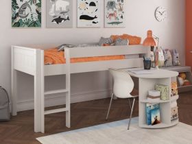 Stompa Classic White Mid Sleeper with Pull Out Desk - UK Single Size