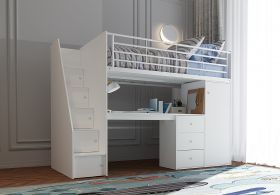 Dakota High Sleeper Staircase Sleep Station in White