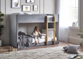 Julian Bowen Daytona Bunk Bed in Grey Velvet and Woodgrain