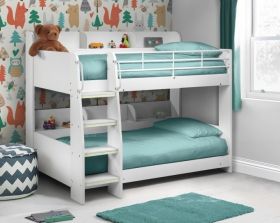 Julian Bowen Domino White Bunk Bed - With 2 x Premier Mattresses