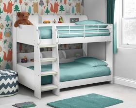 Julian Bowen Domino White Bunk Bed - With 2 x Quilted Sprung Mattresses