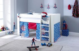 Steens Memphis UK Mid Sleeper Bed in Surf White + Blue Star Tent