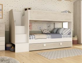 Trasman Easy Bunk Bed with Underbed Trundle in Cascina & White
