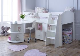 Kids Avenue Eli C Mid Sleeper Cabin Bed with Pull Out Desk & Bookcase