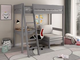 Kids Avenue Estella High Sleeper 1 with Sofa Bed and Desk in Grey
