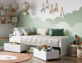 Kidsaw Flash Single 3ft Cabin Bed in White with Drawers