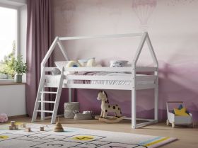 Mia House Mid Sleeper Bed in Solid White