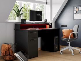 Flair Power Compact Gaming Desk with LED Lights