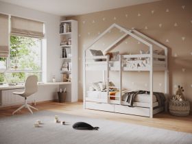 Flair Nest House Bunk Bed in White with Optional Trundle / Storage