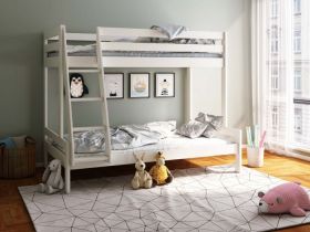 Astral Solid Wood Triple Bunk Bed with Optional Drawers in White