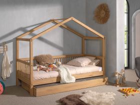 Vipack Forrest House Bed in Solid Oak with Optional Trundle