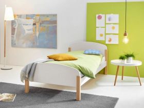 Astral Single Bed in White and Oak 