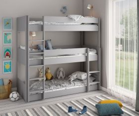 Astral Triple Stacker Single Bunk Bed in Grey