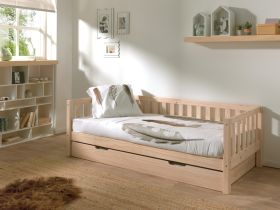 Vipack Fritz Day Bed in Milky Pine with Underbed Trundle