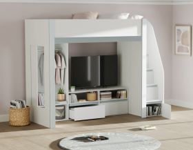 Julian Bowen Gaia High Sleeper Bed in White & Grey