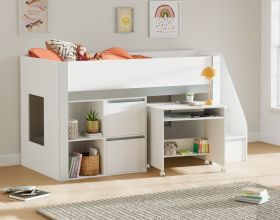 Julian Bowen Gaia Mid Sleeper Cabin Bed in White & Grey