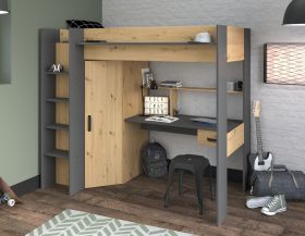 Parisot Grayson High Sleeper Bed with Wardrobe & Desk
