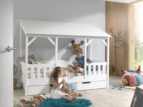 Vipack Kids House Bed with White Roof