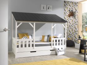 Vipack Kids House Bed with Black Roof