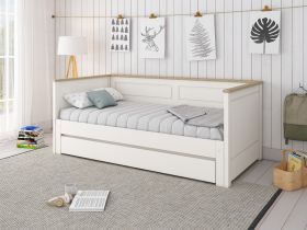 Kids Avenue Heritage Extending Day Bed in White & Oak with Drawer