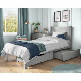 Stompa Classic Low End Single Bed in Grey with Drawers