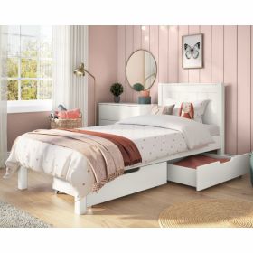 Stompa Classic Low End Single Bed in White with Drawers